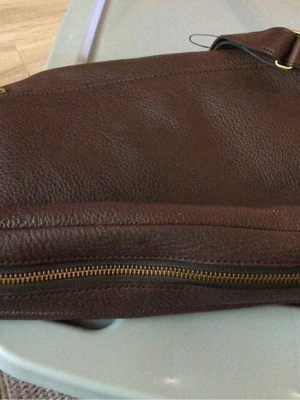 Fossil / Preston Espresso Pebbled Leather Crossbody Bag with Gold Hardware - Picture 8 of 12